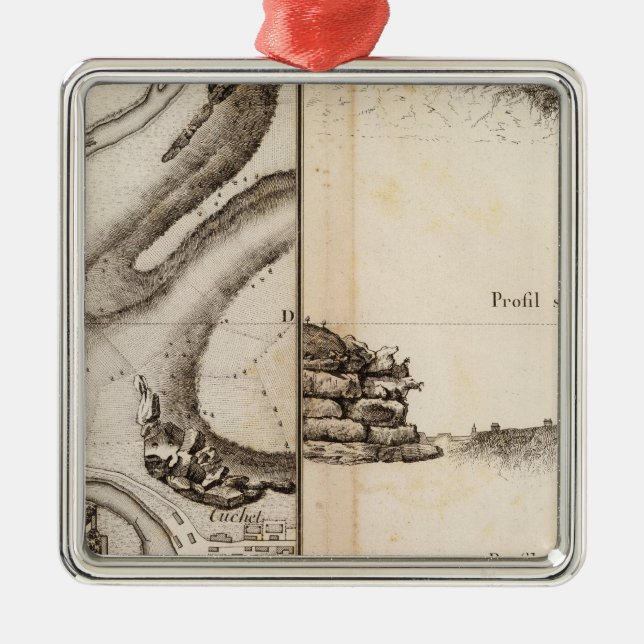 La Charente Atlas Map Metal Tree Decoration (Front)