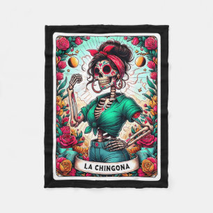 La Chingona Tarot Card Day Of The Dead Dia De Los  Fleece Blanket