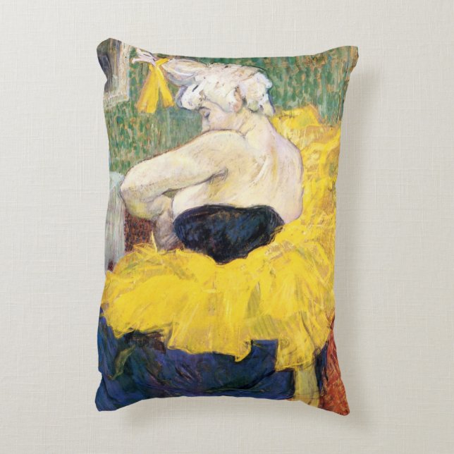La Clownesse (Clown) Cha-U-Kao by Toulouse Lautrec Decorative Cushion (Back(Vertical))