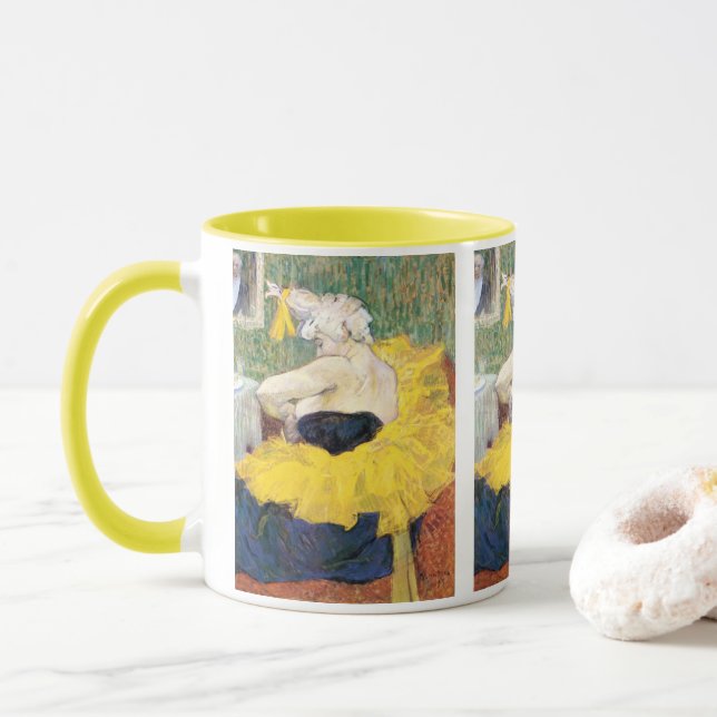 La Clownesse (Clown) Cha-U-Kao by Toulouse Lautrec Mug (With Donut)