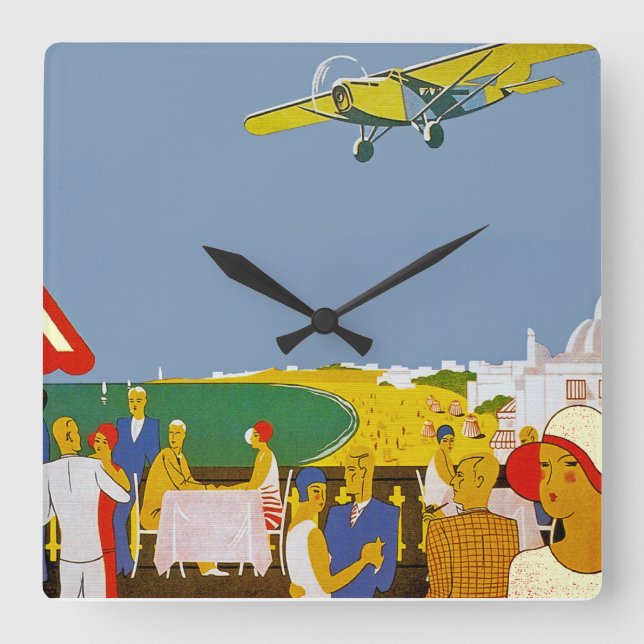 La Cote Basque Par Avion Square Wall Clock (Front)
