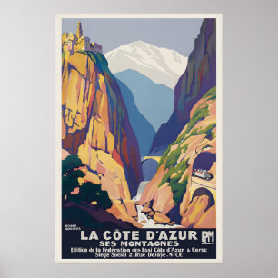 La Cote D Azur Vintage Travel Poster Print  French