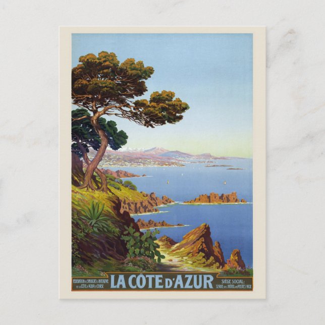 La Côte d'Azur France Vintage Poster 1920 Postcard (Front)