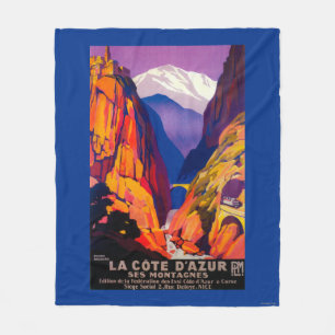 La Cote D'Azur Vintage PosterEurope 2 Fleece Blanket