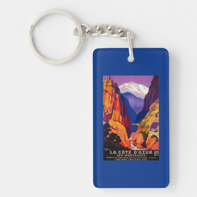 La Cote D'Azur Vintage PosterEurope 2 Key Ring (Front)