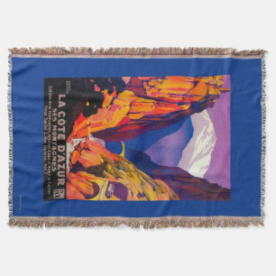 La Cote D'Azur Vintage PosterEurope 2 Throw Blanket