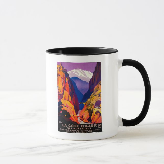 La Cote D'Azur Vintage PosterEurope Mug (Right)