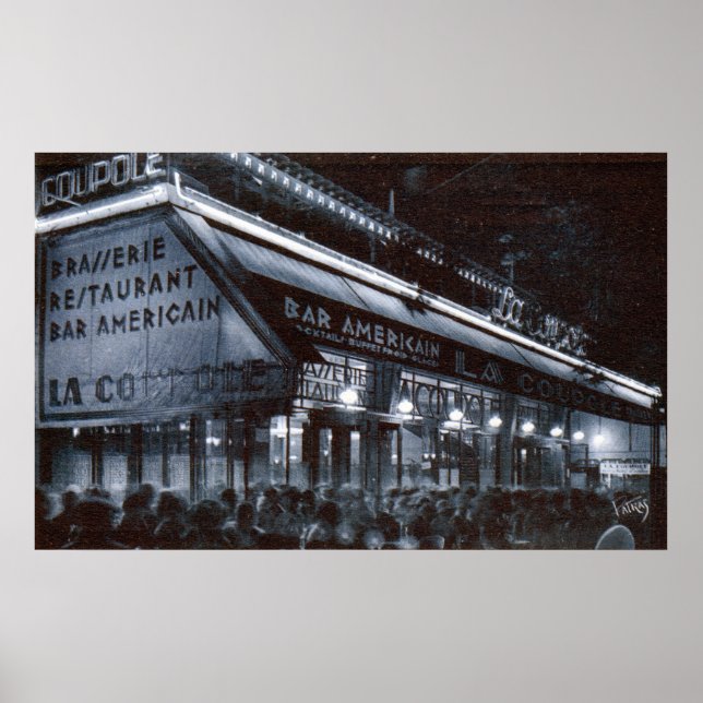 La Coupole, Paris at Night Vintage Poster (Front)