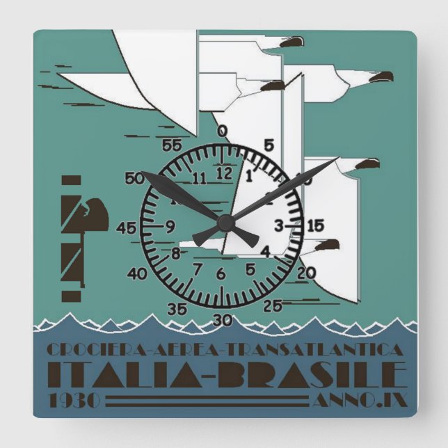 La Crociera Aerea Transatlantica Square Wall Clock (Front)
