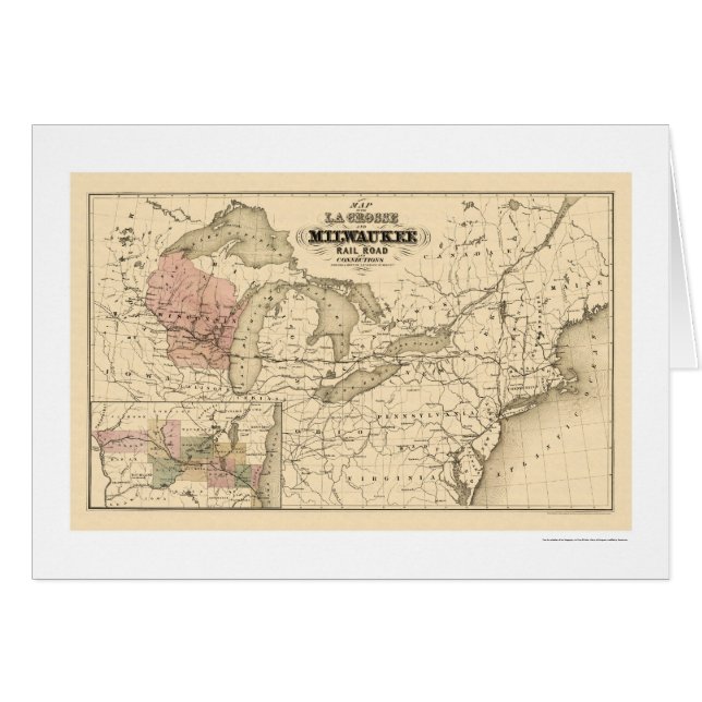 La Crosse & Milwaukee Railroad Map 1855 (Front Horizontal)
