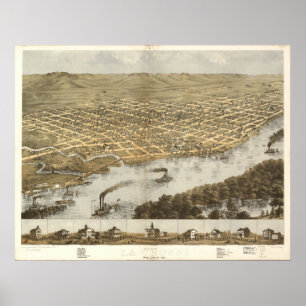 La Crosse WI 1867 Antique Panoramic Map Poster