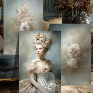 La Dauphine Champagne Rose Portrait Butterfly Wrapping Paper Sheet