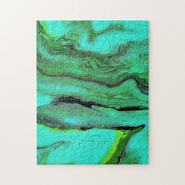 La Dee Dah 2 Green Abstract Puzzle (Vertical)