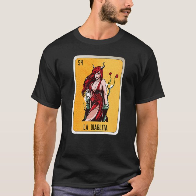 La Diablita Mexican Slang Lottery Bingo Cards   T-Shirt (Front)
