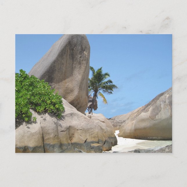 La Digue, Seychelles, Beach, Rocks Postcard (Front)