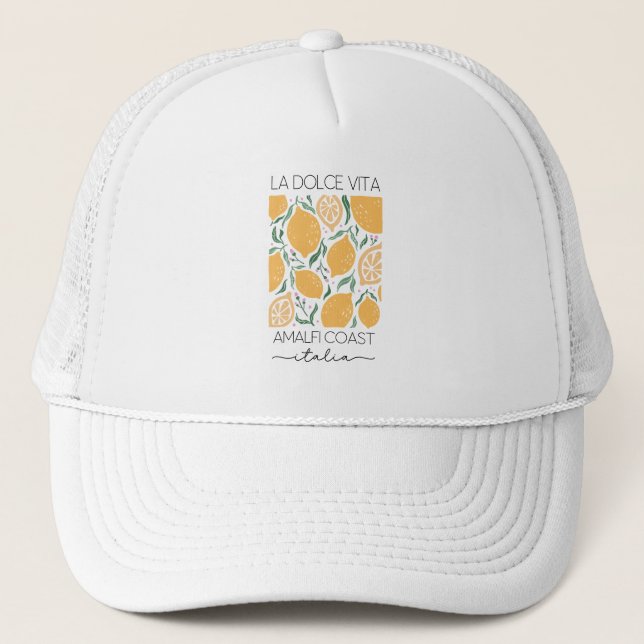 La Dolce Vita Amalfi Coast Italy Lemons Travel Trucker Hat (Front)