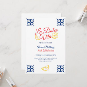 La dolce vita any age birthday invitation