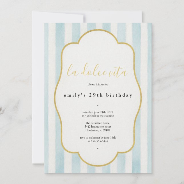 La Dolce Vita Birthday Invitation (Front)
