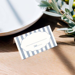 La Dolce Vita Blue Striped Folded Place Card