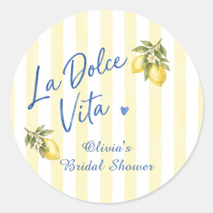 La Dolce Vita Bridal Shower Classic Round Sticker