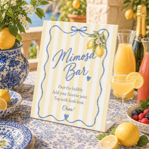 La Dolce Vita Bridal Shower Mimosa Bar Pedestal Sign