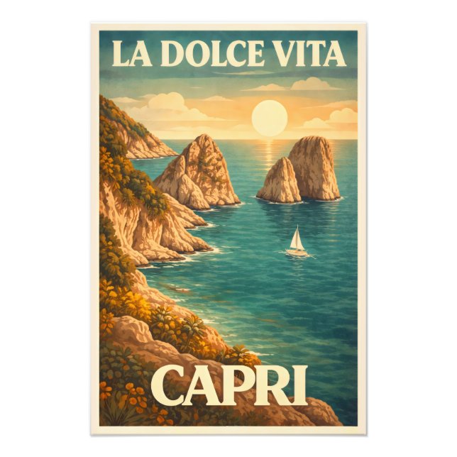 La Dolce Vita Capri Vintage Travel  Photo Print (Front)