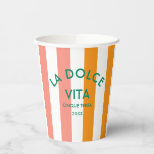 La Dolce Vita Cinque Terra Cabana Stripe Paper Cups