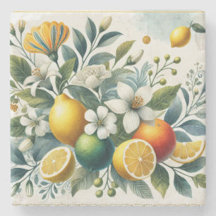 La Dolce Vita Citrus Mediterranean Style Dining Stone Coaster