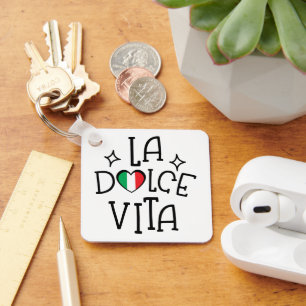 La Dolce Vita Cute Italian Flag Heart Key Ring