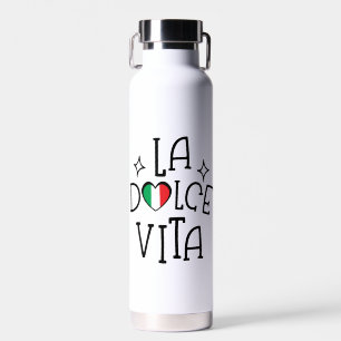 La Dolce Vita Cute Italian Flag Heart Water Bottle