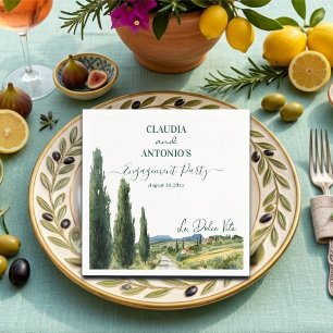 La Dolce Vita Elegant Engagement Party Napkin
