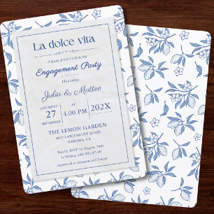 La Dolce Vita Engagement Party Invitation Blue
