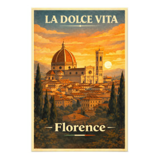 La Dolce Vita - Florance Vintage Travel Poster