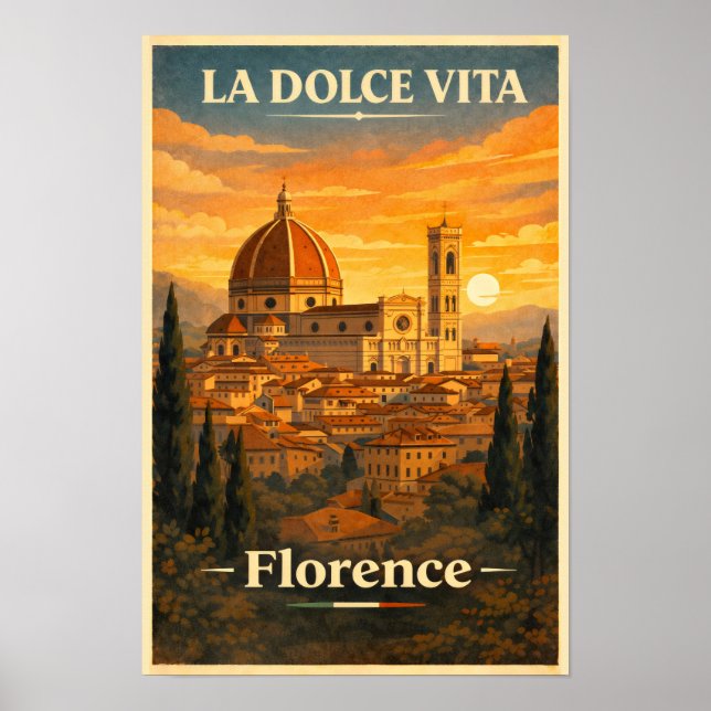 La Dolce Vita - Florance Vintage Travel Poster (Front)