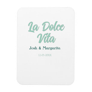 La Dolce Vita green blue pastel name date wedding Magnet
