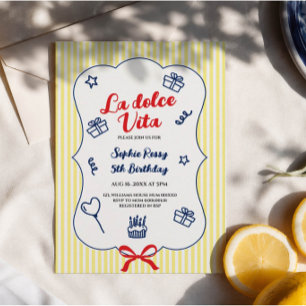 la dolce vita italian 5th birthday invitation