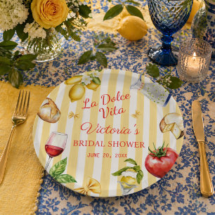 La Dolce Vita Italian Bridal Shower  Paper Plate