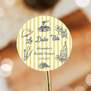 La Dolce Vita Italian Bridal Shower Party Classic Round Sticker