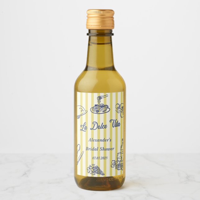 La Dolce Vita Italian Bridal Shower Party  Wine Label (Front)