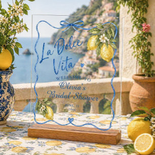 La Dolce Vita Italian Bridal Shower Welcome Acrylic Sign