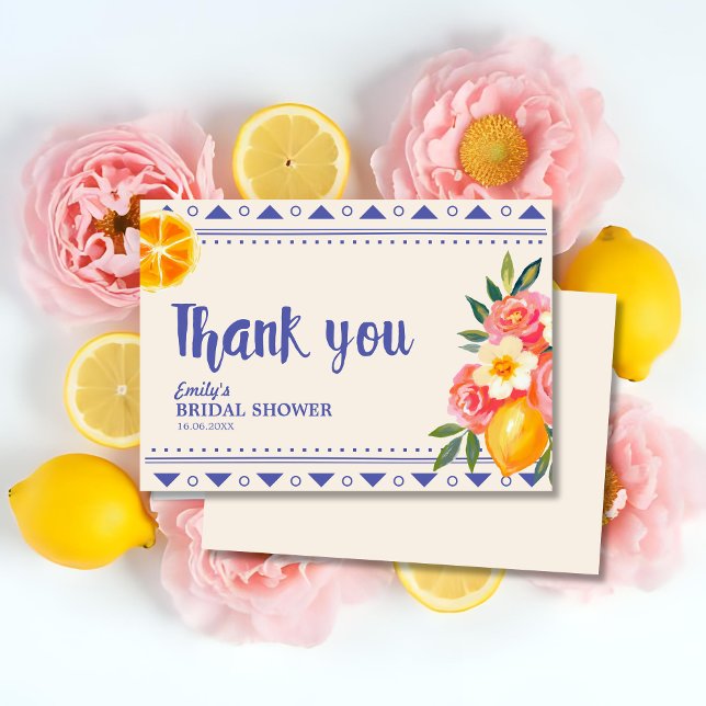La Dolce Vita Italian Lemon Bridal Shower Thank You Card (Creator Uploaded)