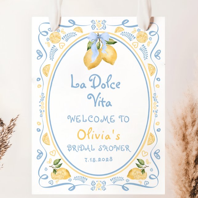La Dolce Vita Italian Lemon Bridal Shower Welcome Poster (Creator Uploaded)