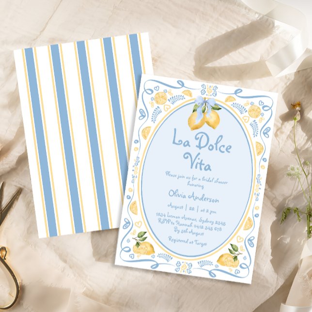 La Dolce Vita Italian Lemon Floral Bridal Shower I Invitation (Creator Uploaded)