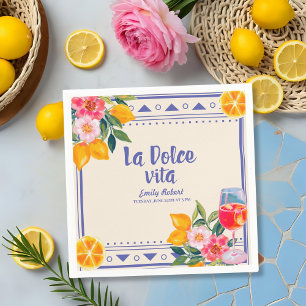 La Dolce Vita Italian Lemon Floral Bridal Shower Napkin