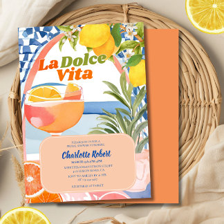 La dolce vita Italian Lemon summer Bridal shower Invitation