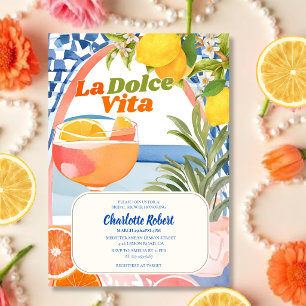 La dolce vita Italian Lemon summer Bridal shower Invitation