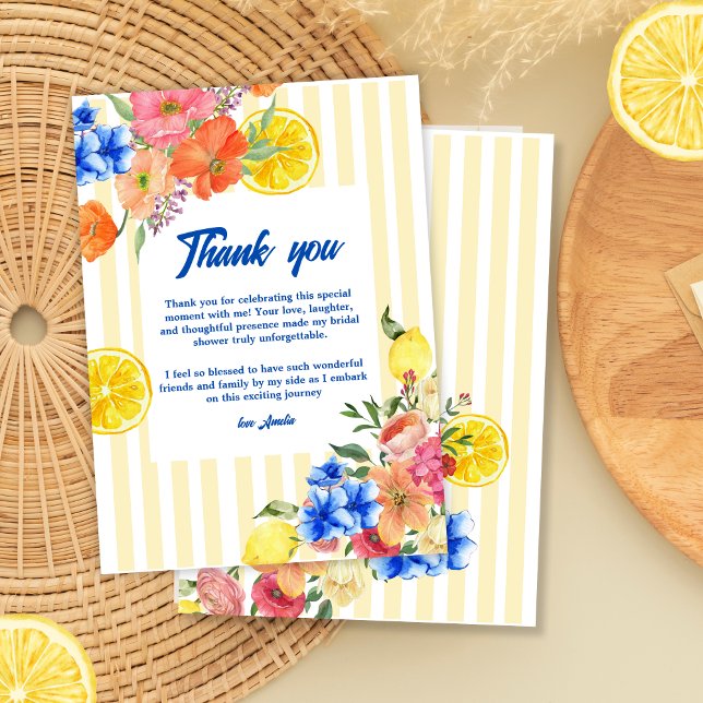 La dolce vita Italian Lemon summer Bridal shower Thank You Card (Creator Uploaded)