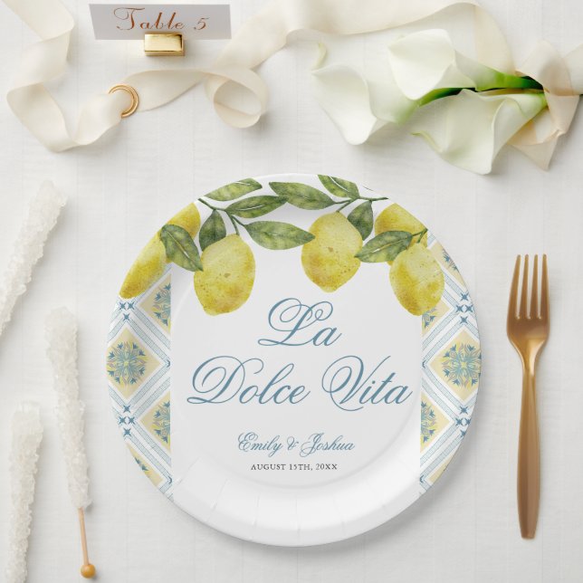 La Dolce Vita Italian Lemon Wedding Paper Plate (Wedding)