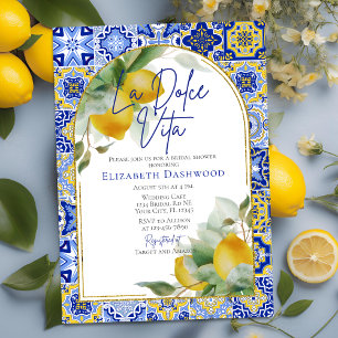 La Dolce Vita Italian Lemons Tiles Bridal Shower Invitation