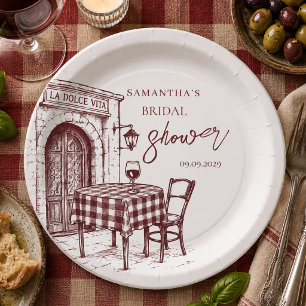 La dolce vita Italian sketch bridal shower  Paper Plate
